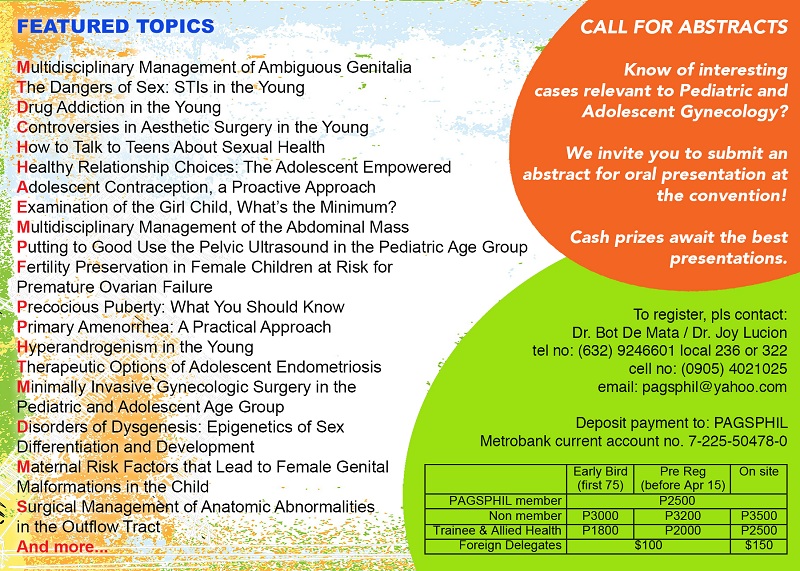 Pediatric and Adolescent Gynecology Society of the Philippines (PAGSPHIL) 5th Biennial Convention