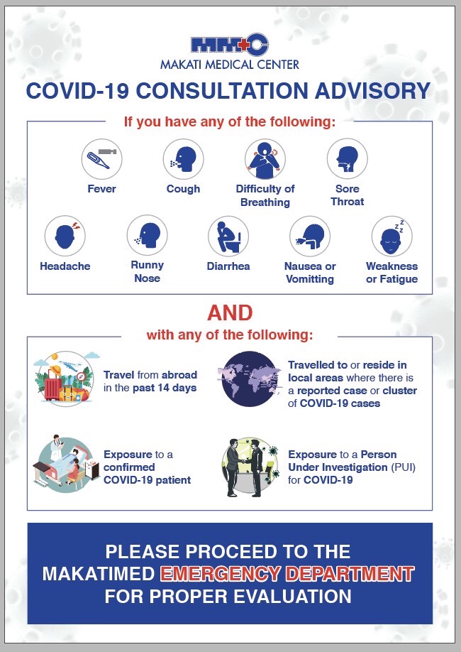 Makati Medical Center Covid-19 Consultation Advisory